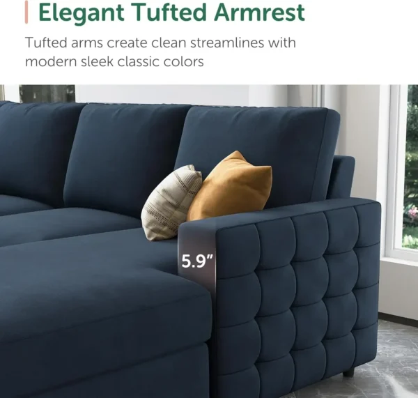 Sectional Sleeper Sofa with Pull Out Bed U-Shape Sectional Couch Sleeper Bed with Storage Chaise Lounge Living Room 6 Seater 