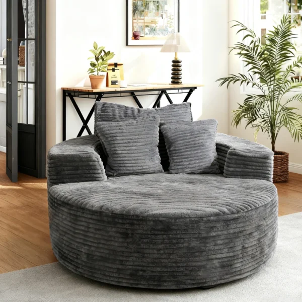 No-Assembly Cloud Sofa 58&Prime; Round Corduroy Couch for Couples, Ultimate Comfort for Your Living Room & Apartment