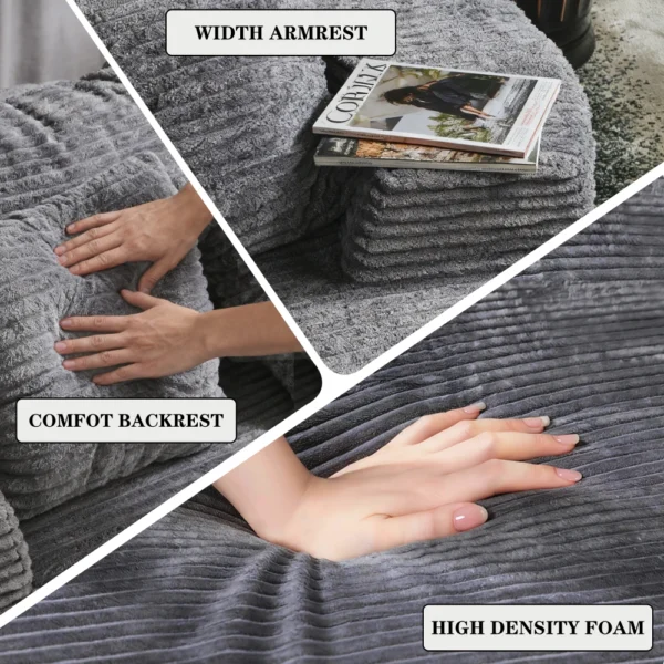 No-Assembly Cloud Sofa 58&Prime; Round Corduroy Couch for Couples, Ultimate Comfort for Your Living Room & Apartment