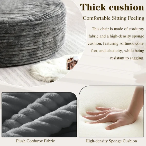 No-Assembly Cloud Sofa 58&Prime; Round Corduroy Couch for Couples, Ultimate Comfort for Your Living Room & Apartment