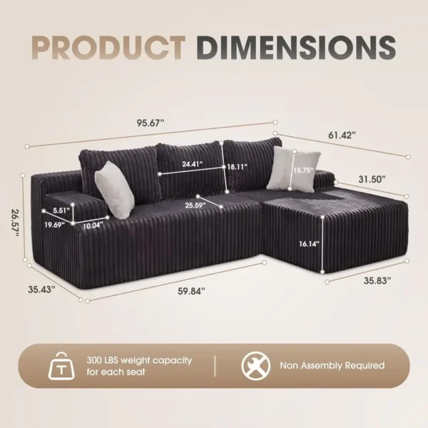 Cloud Modular Sectional Sofa Couch L-Shape Memory Foam Oversize Chaise Living Room Furniture Set Customized