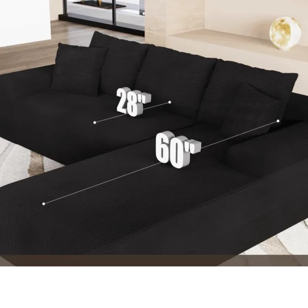 106&Prime; Modular Cloud Sectional Sofa &ndash; L‑Shape with Chaise Deep Seat Modern Couch for Living Room | Customized