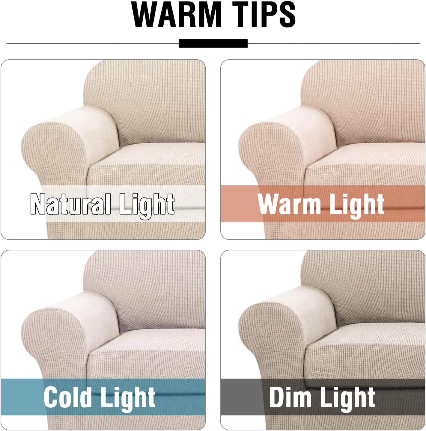  4 Piece Stretch Sofa Covers for 3 Cushion Couch Covers for Living Room Furniture Slipcovers (Base Cover Plus 3 Seat Cushion Covers) Upgraded Thicker Jacquard Fabric (Sofa, Loden Frost)